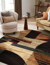 Bistro Lounge Collection Area Rug -  Latte Octagon Multi  lifestyle 23