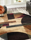 Bistro Lounge Collection Area Rug -  Latte Octagon Multi  lifestyle 39