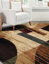 Bistro Lounge Collection Area Rug -  Latte Octagon Multi  lifestyle 41