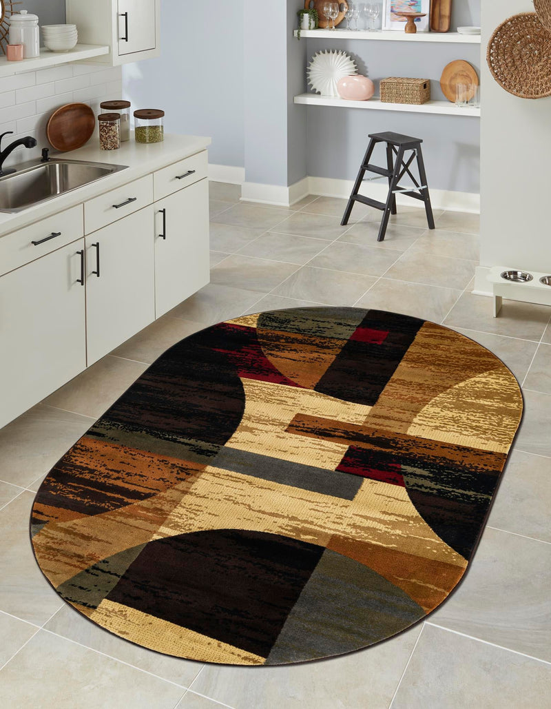 Bistro Lounge Collection Area Rug -  Latte Oval Multi  lifestyle 24