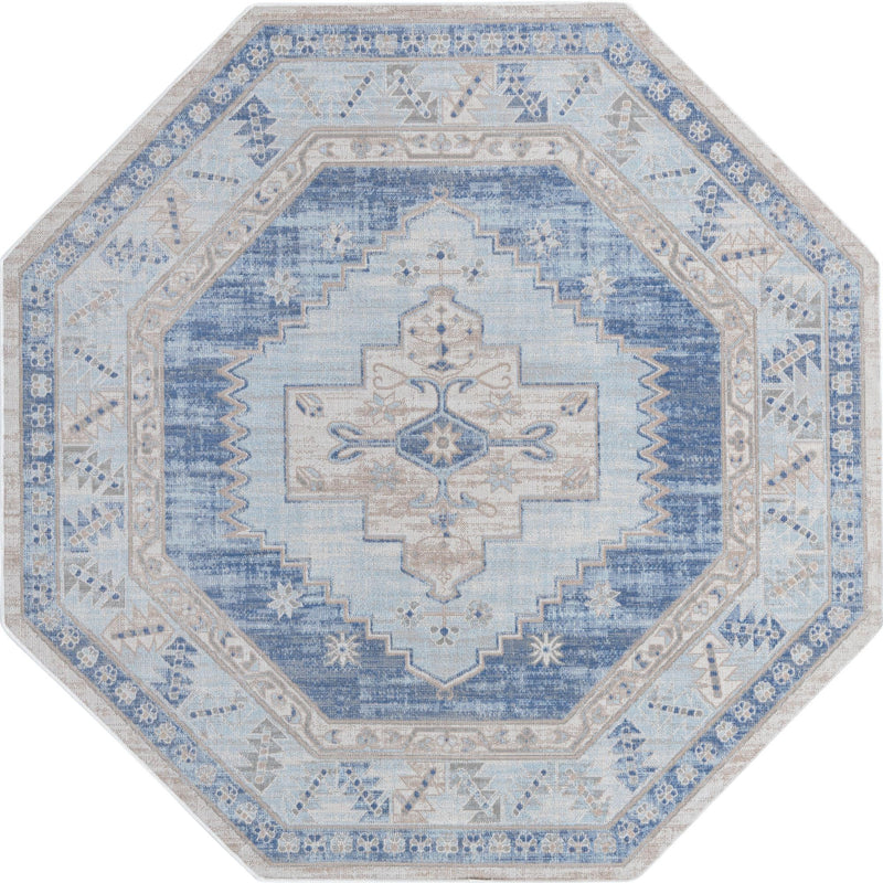 Savannah Series Collection Area Rug -  Augusta (Sky blue) Octagon Sky blue  lifestyle 10