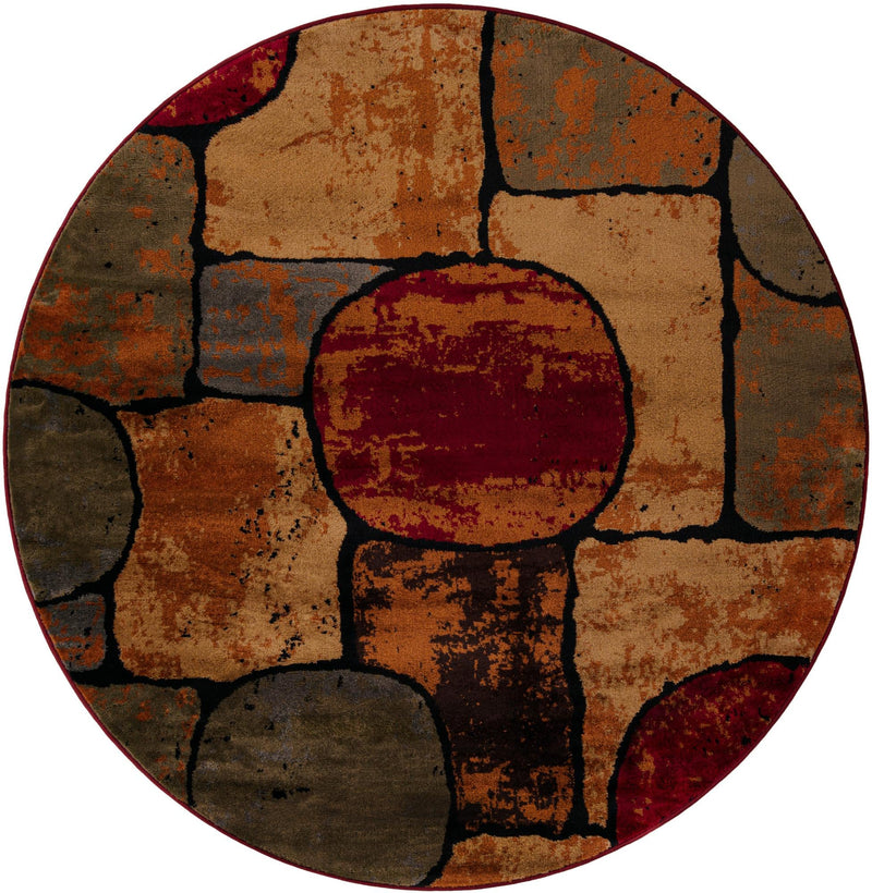 Bistro Lounge Collection Area Rug -  Cappuccino Round Multi  lifestyle 50