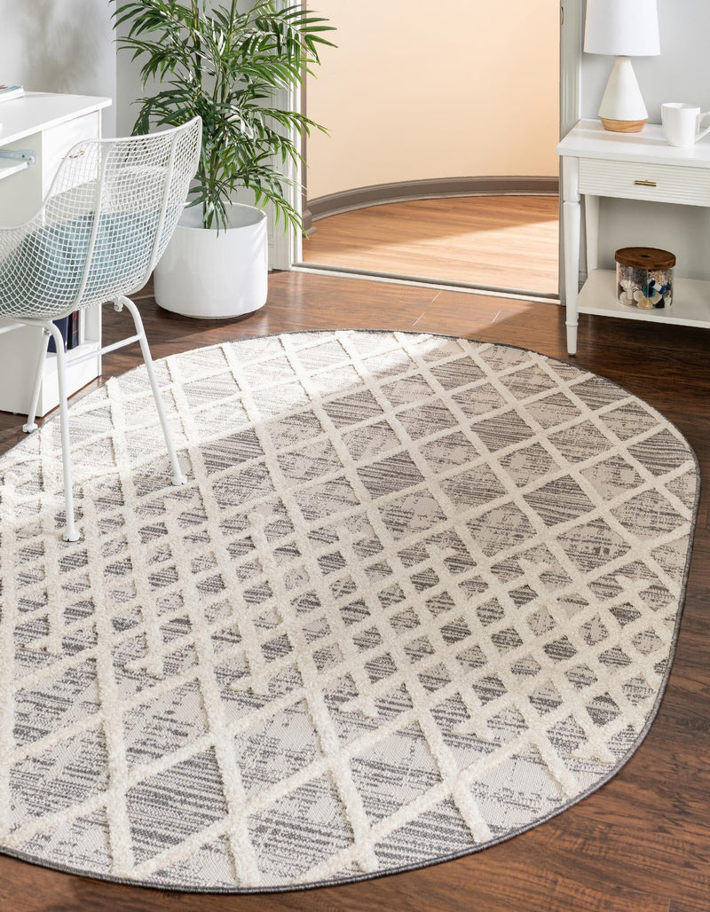 Sierra Sands Collection Area Rug - Dunes Oval Gray  lifestyle 17