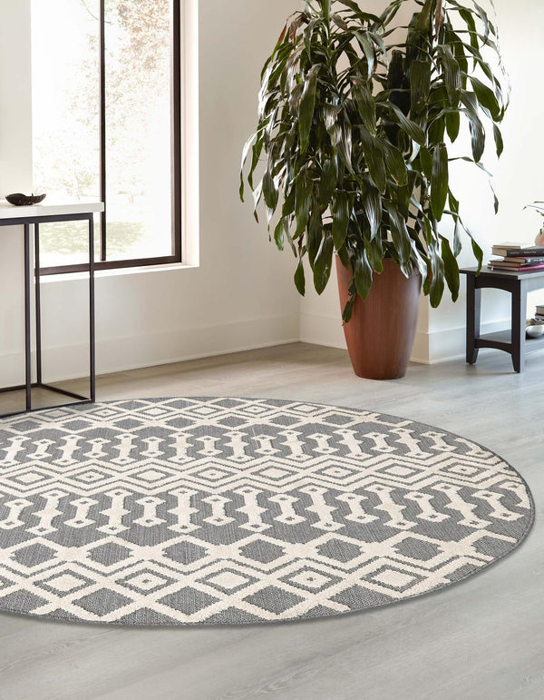 Sierra Sands Collection Area Rug -  Mesa Round Charcoal  lifestyle 66