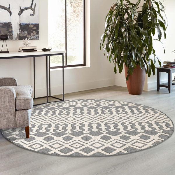 Sierra Sands Collection Area Rug -  Mesa Round Charcoal  lifestyle 114