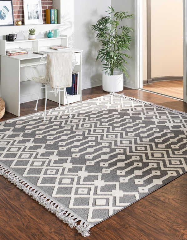 Sierra Sands Collection Area Rug -  Mesa Square Charcoal  lifestyle 52
