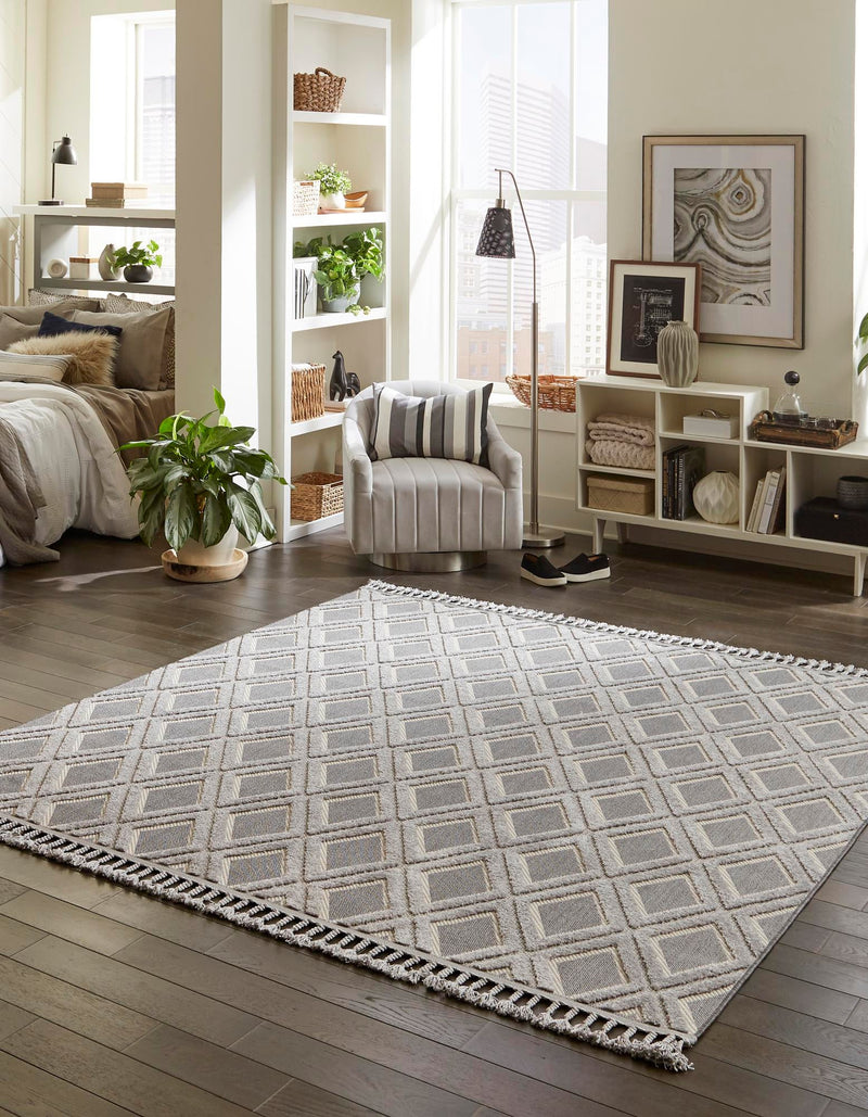 Sierra Sands Collection Area Rug -  Sonora Square Charcoal  lifestyle 31