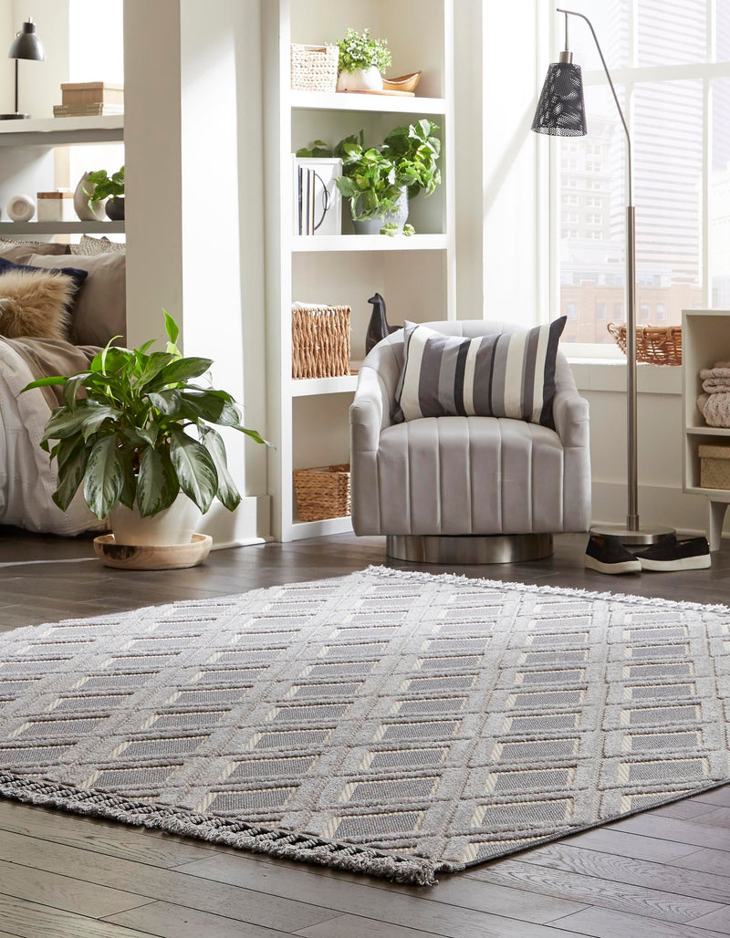 Sierra Sands Collection Area Rug -  Sonora Square Charcoal  lifestyle 38