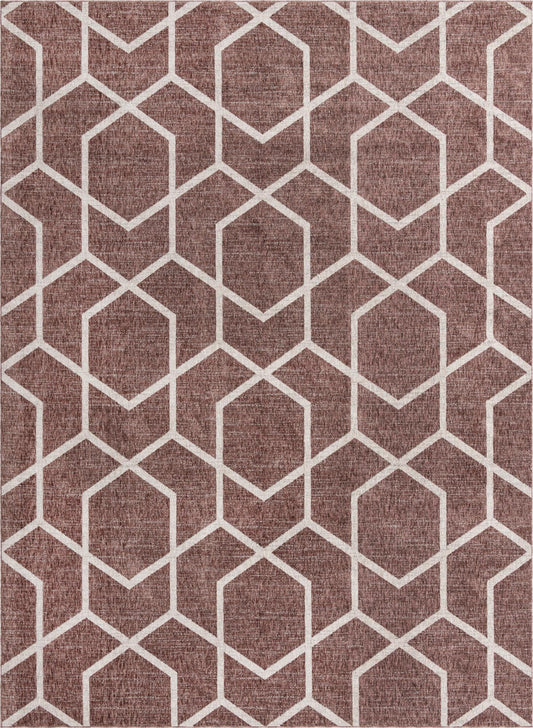 Geo Garden Lattice Collection Area Rug - Savannah Rectangle Dusty Rose Main