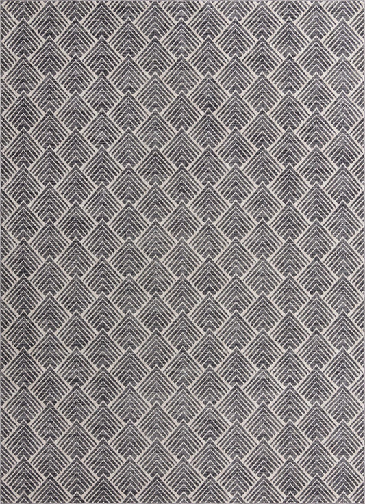 Geo Garden Lattice Collection Area Rug -  Casablanca Rectangle Charcoal Ivory  lifestyle 4