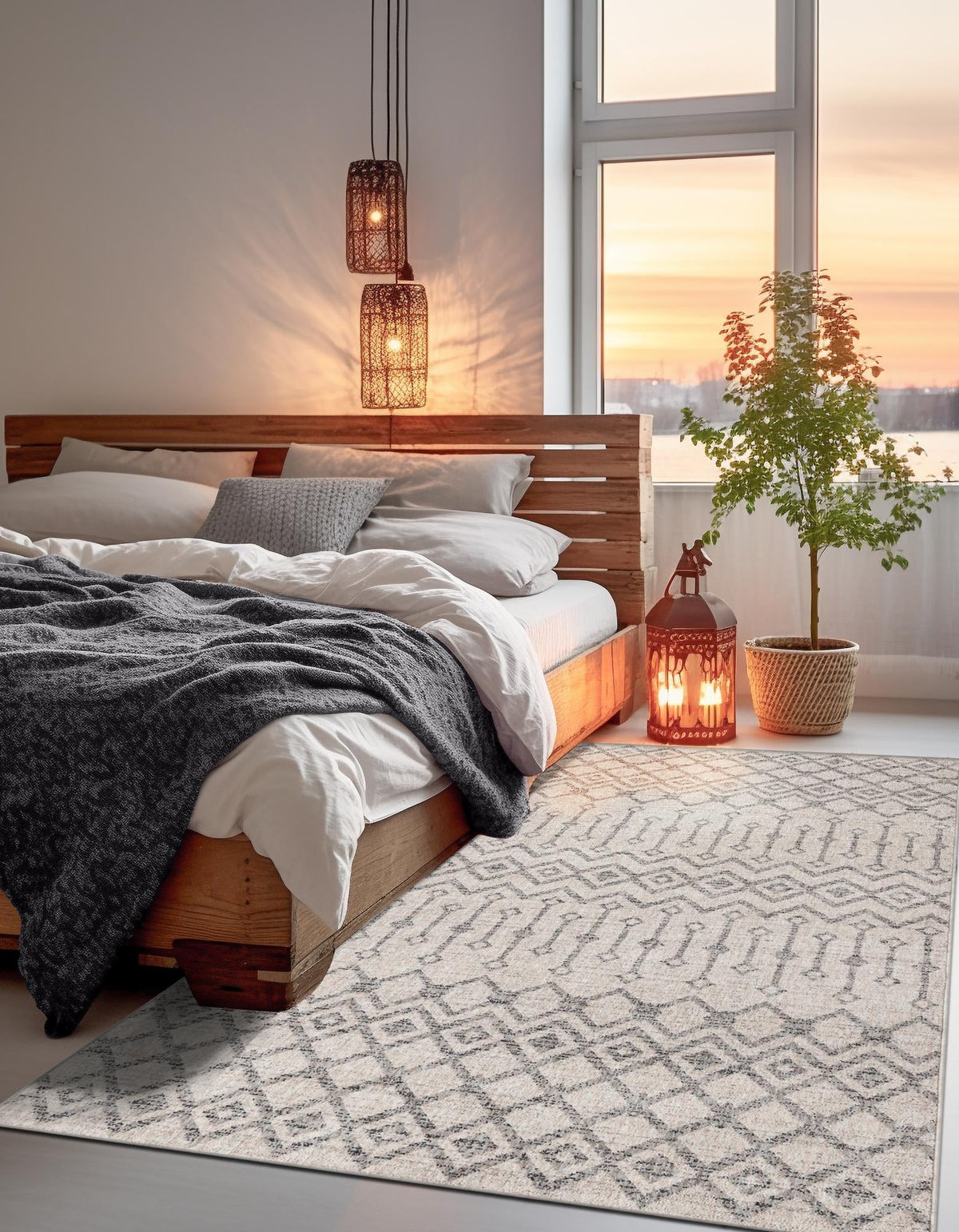 Geo Garden Lattice Collection Area Rug -  Andalusia Rectangle Ivory  lifestyle 11