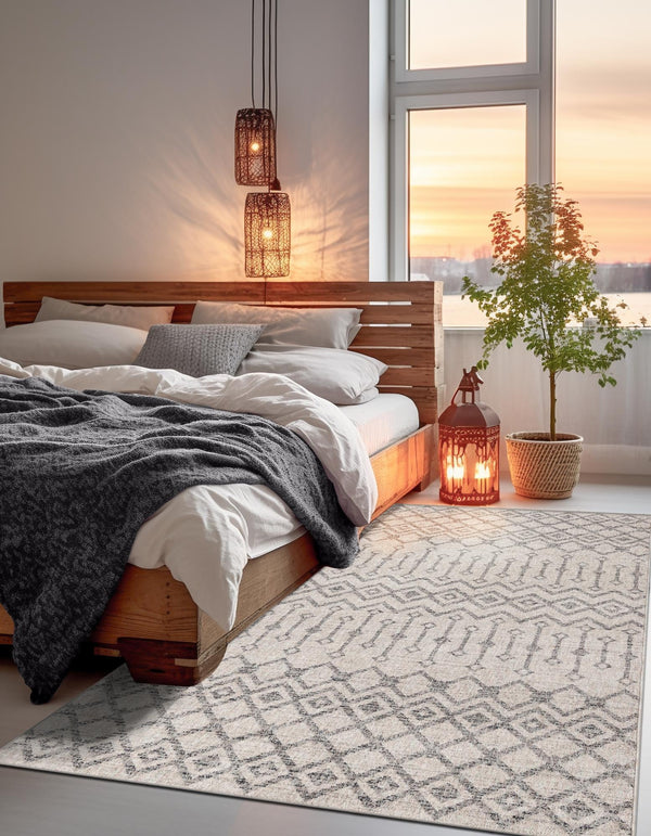 Geo Garden Lattice Collection Area Rug -  Andalusia Rectangle Ivory  lifestyle 11