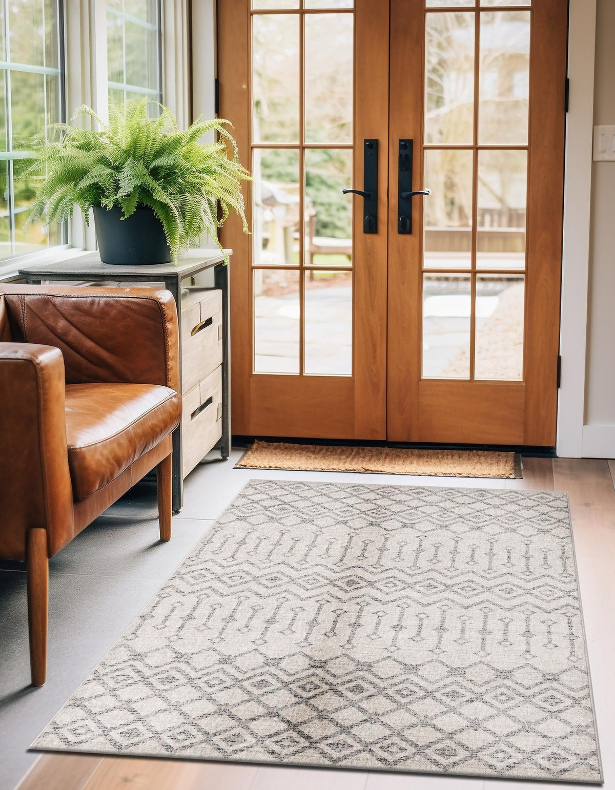 Geo Garden Lattice Collection Area Rug -  Andalusia Rectangle Ivory  lifestyle 16