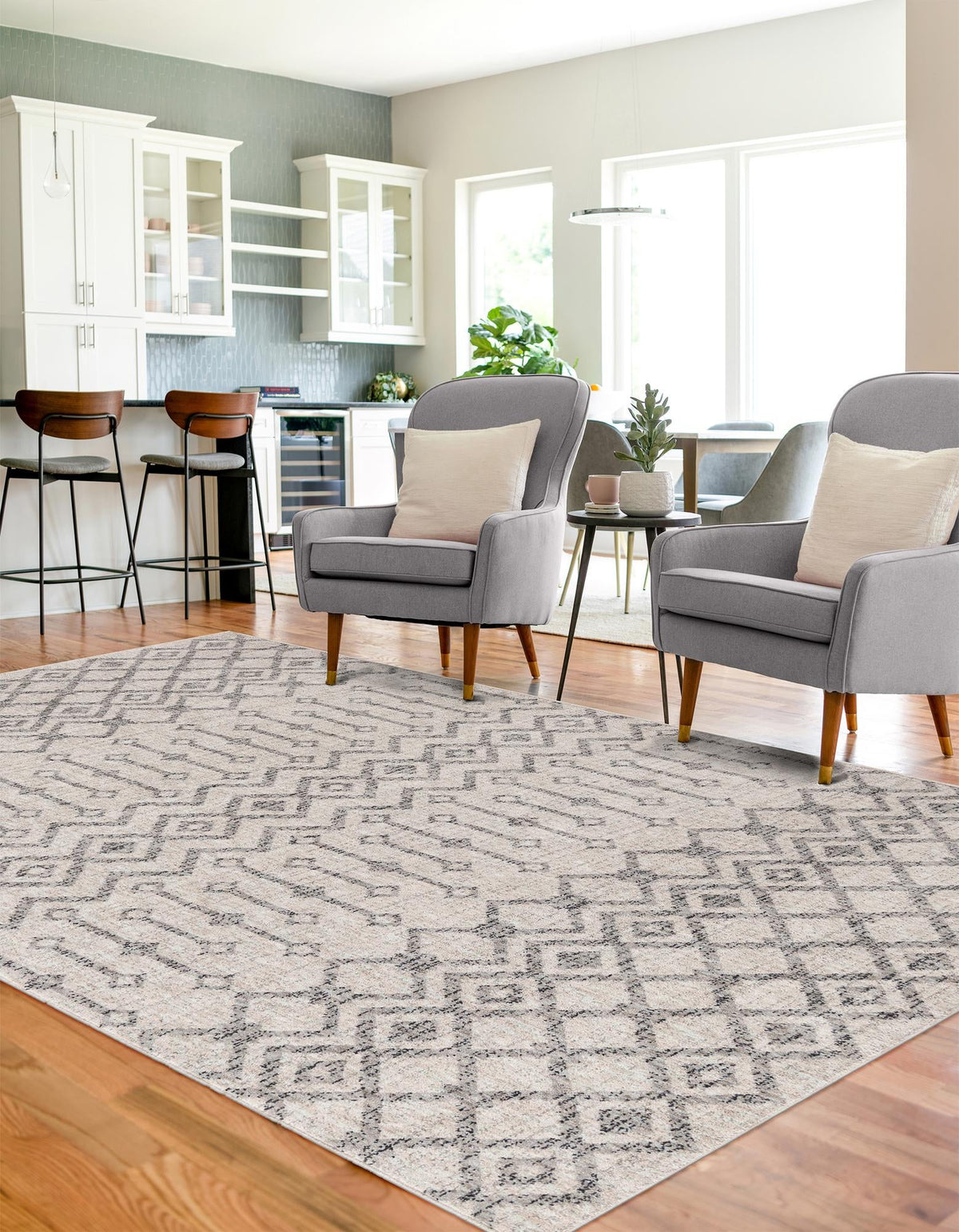 Geo Garden Lattice Collection Area Rug -  Andalusia Rectangle Ivory  lifestyle 36