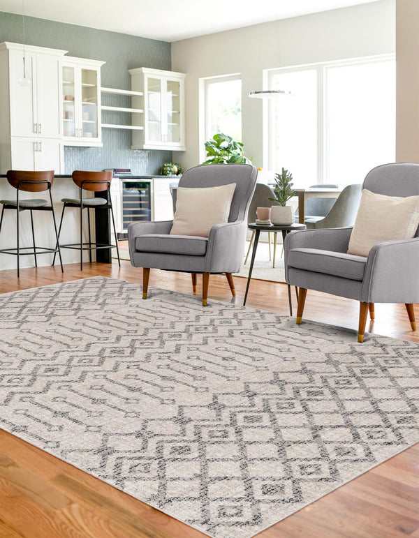 Geo Garden Lattice Collection Area Rug -  Andalusia Rectangle Ivory  lifestyle 36