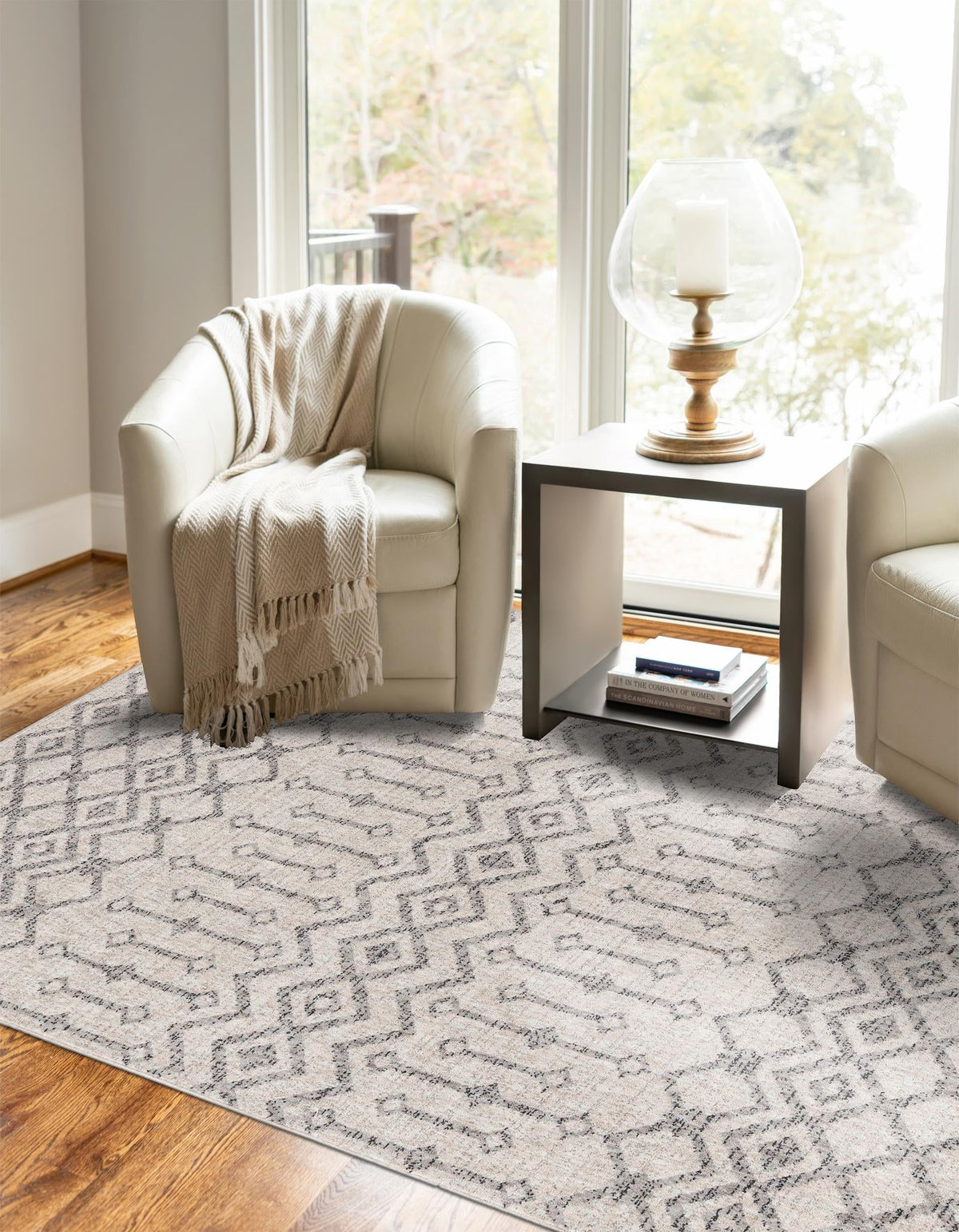 Geo Garden Lattice Collection Area Rug -  Andalusia Rectangle Ivory  lifestyle 46