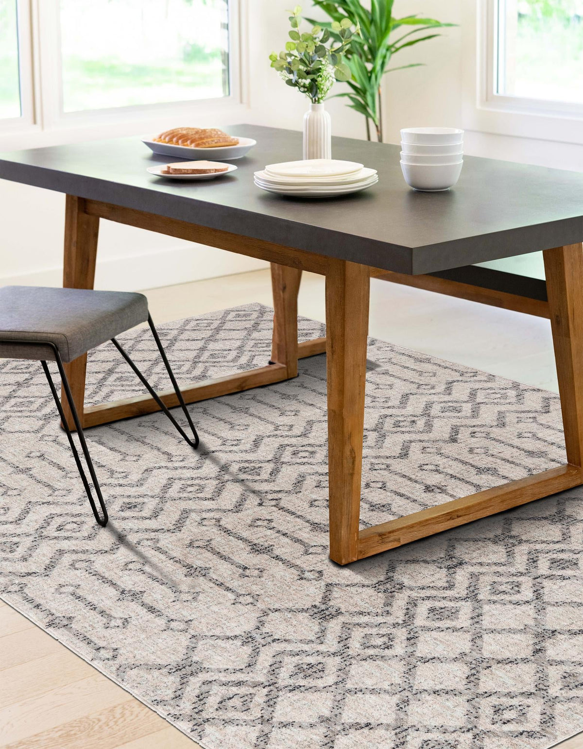 Geo Garden Lattice Collection Area Rug -  Andalusia Rectangle Ivory  lifestyle 51