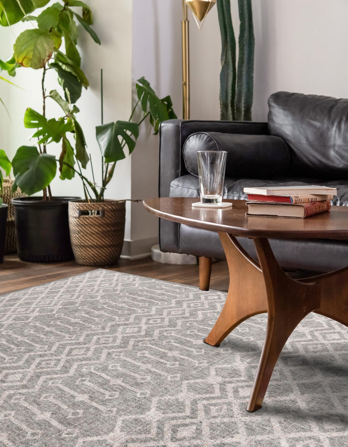 Geo Garden Lattice Collection Area Rug -  Andalusia Rectangle Gray  lifestyle 52