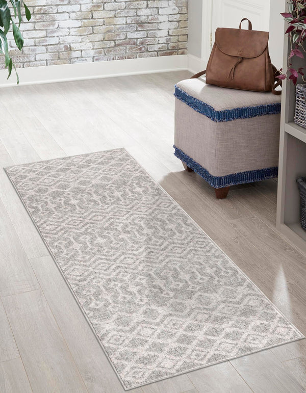 Geo Garden Lattice Collection Area Rug -  Andalusia Runner Gray  lifestyle 137