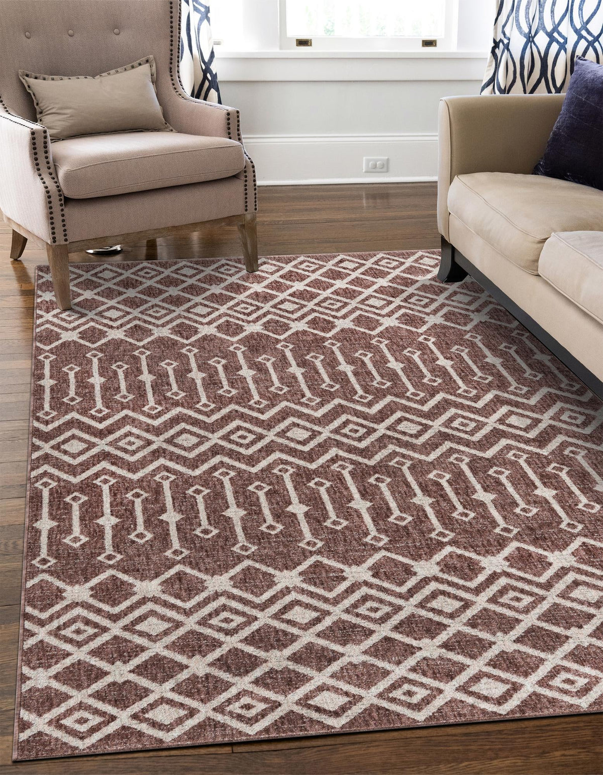 Geo Garden Lattice Collection Area Rug -  Andalusia Rectangle Dusty Rose  lifestyle 4