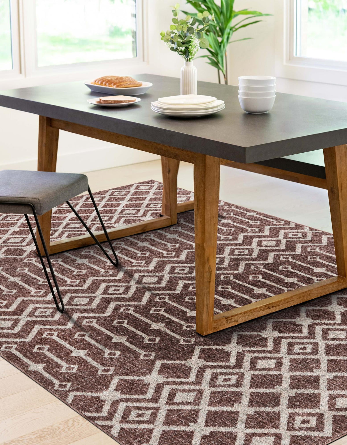 Geo Garden Lattice Collection Area Rug -  Andalusia Rectangle Dusty Rose  lifestyle 10