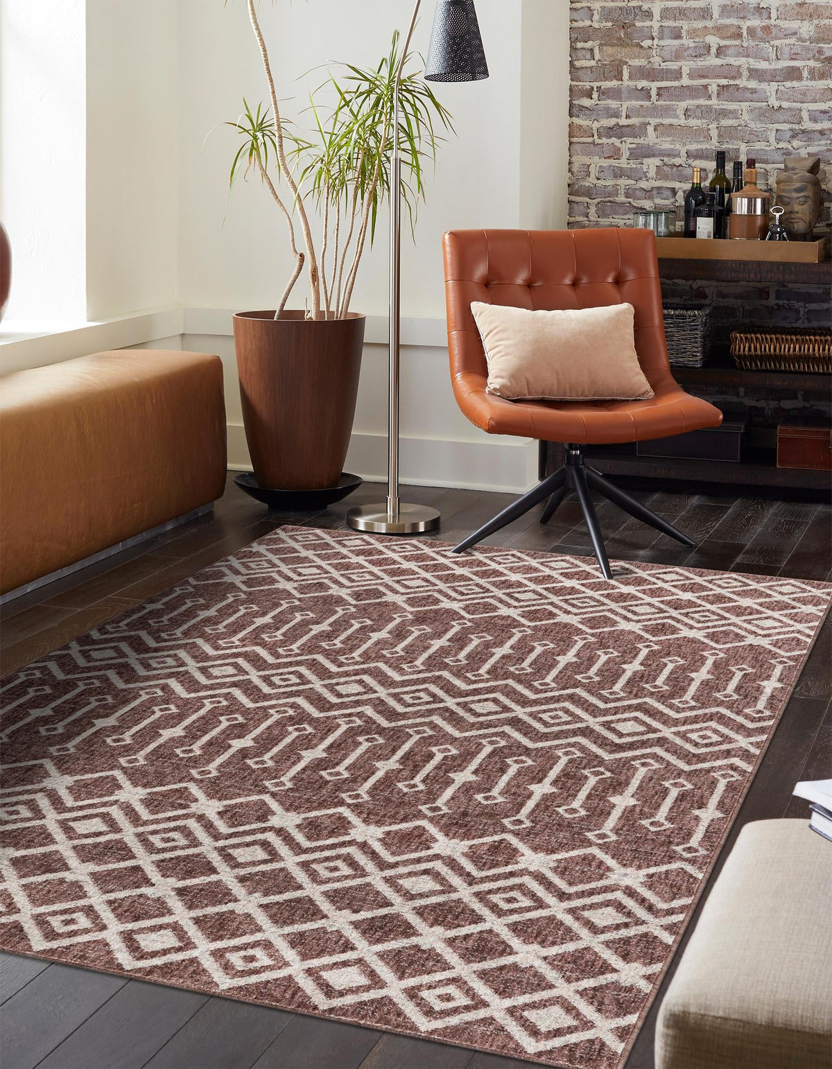Geo Garden Lattice Collection Area Rug -  Andalusia Rectangle Dusty Rose  lifestyle 20