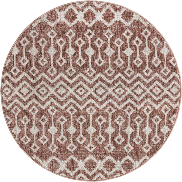 Geo Garden Lattice Collection Area Rug -  Andalusia Round Dusty Rose  lifestyle 43