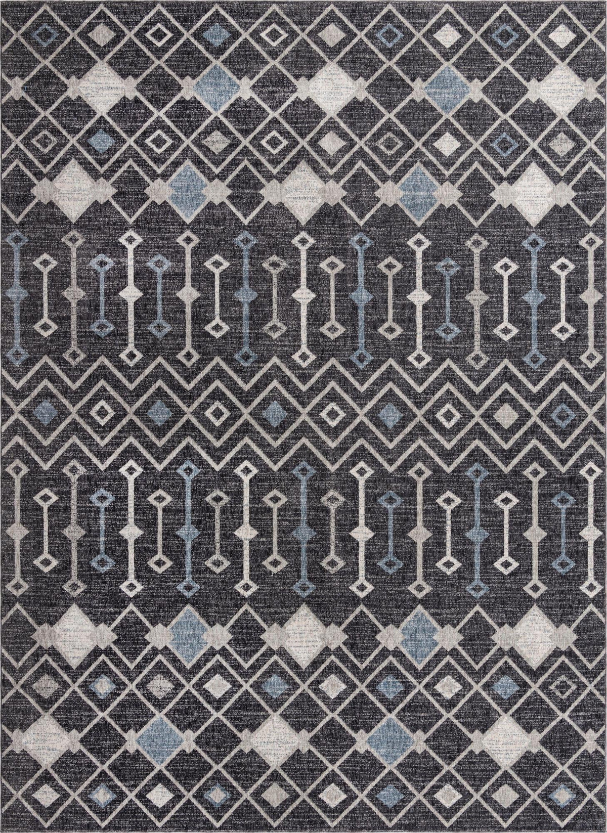 Geo Garden Lattice Collection Area Rug -  Andalusia Rectangle Charcoal Gray Main