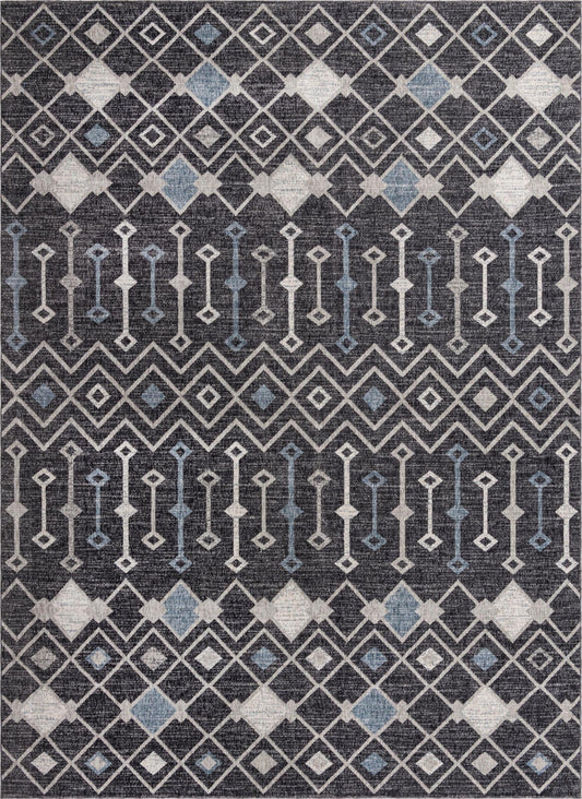 Geo Garden Lattice Collection Area Rug -  Andalusia Rectangle Charcoal Gray Main