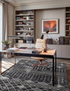 Geo Garden Lattice Collection Area Rug -  Andalusia Rectangle Charcoal Gray  lifestyle 7