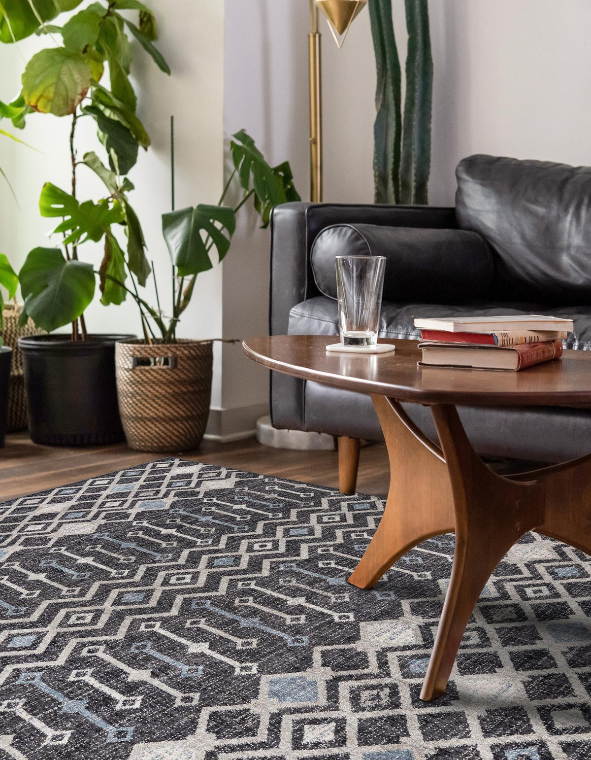 Geo Garden Lattice Collection Area Rug -  Andalusia Rectangle Charcoal Gray  lifestyle 21