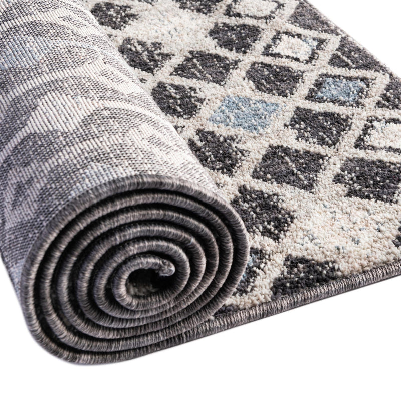 Geo Garden Lattice Collection Area Rug -  Andalusia Rectangle Charcoal Gray  lifestyle 37