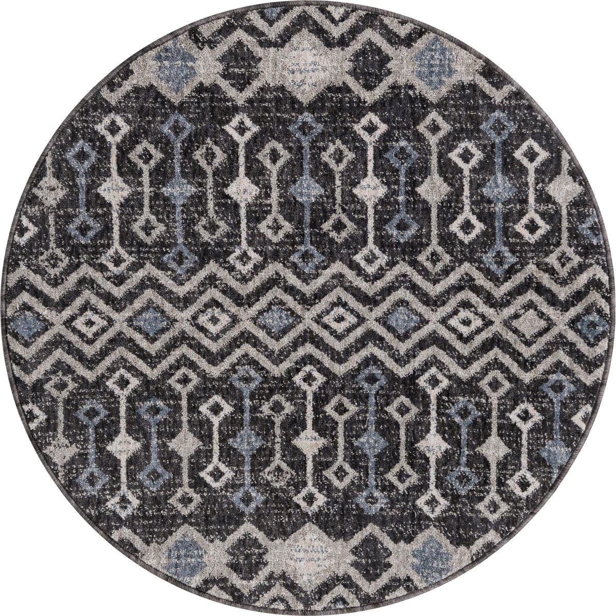 Geo Garden Lattice Collection Area Rug -  Andalusia Round Charcoal Gray  lifestyle 162