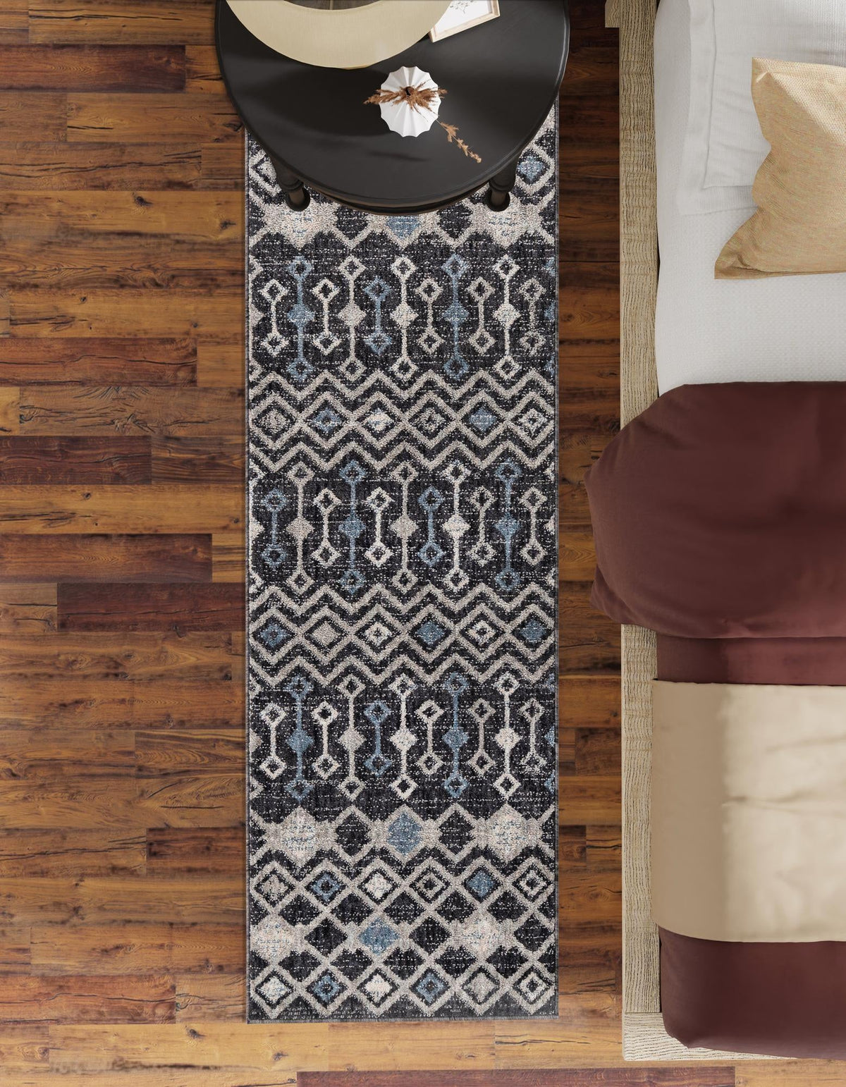 Geo Garden Lattice Collection Area Rug -  Andalusia Runner Charcoal Gray  lifestyle 161