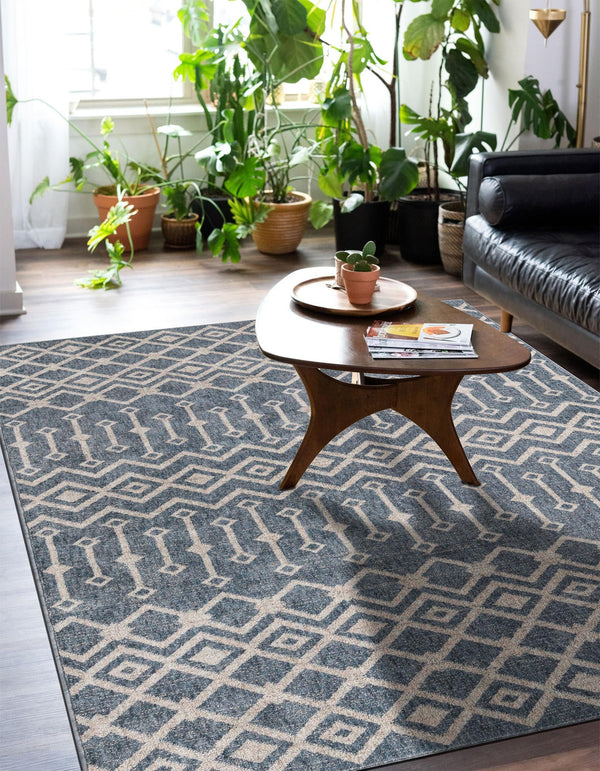 Geo Garden Lattice Collection Area Rug -  Andalusia Rectangle Harbor Blue  lifestyle 33