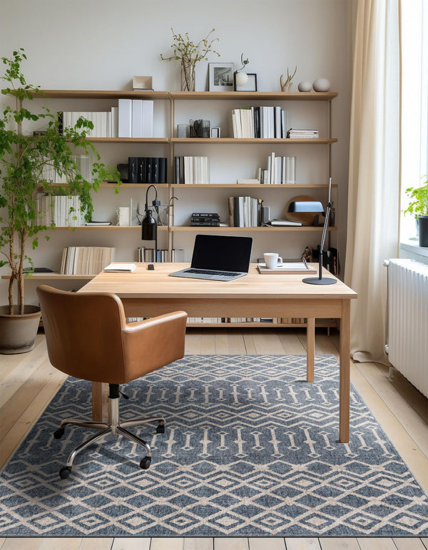 Geo Garden Lattice Collection Area Rug -  Andalusia Rectangle Harbor Blue  lifestyle 43