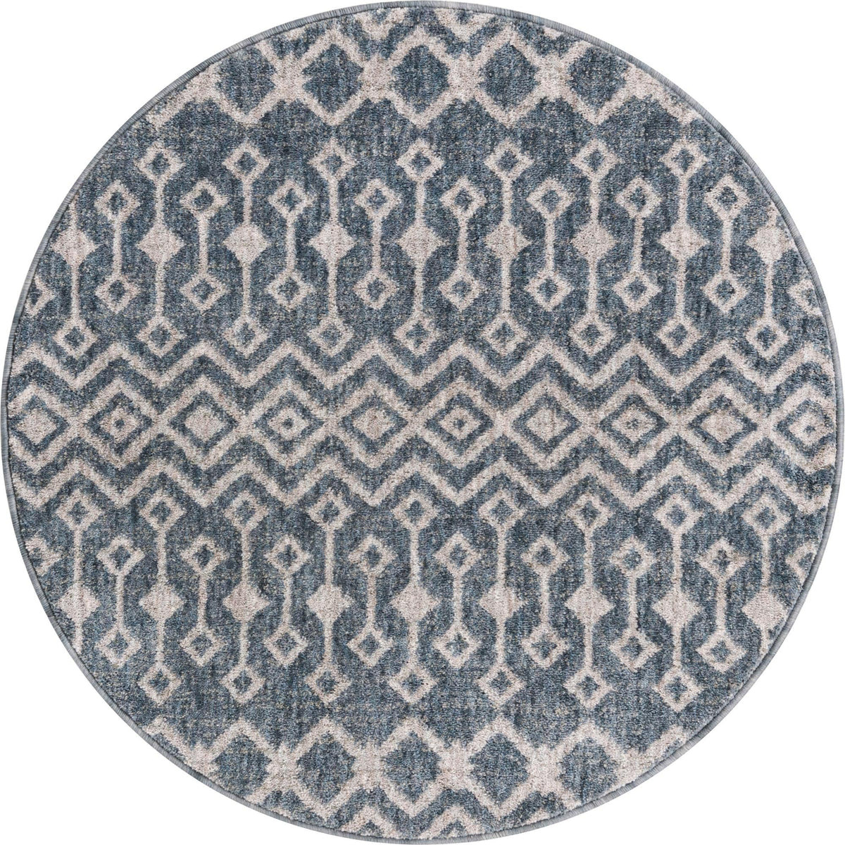 Geo Garden Lattice Collection Area Rug -  Andalusia Round Harbor Blue  lifestyle 161