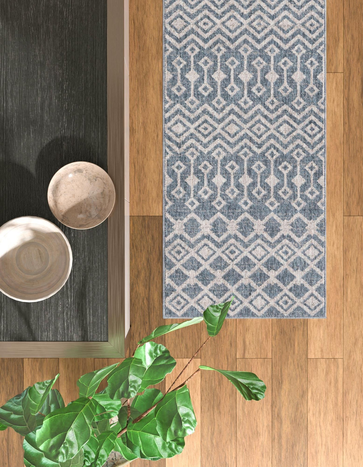 Geo Garden Lattice Collection Area Rug -  Andalusia Runner Harbor Blue  lifestyle 160
