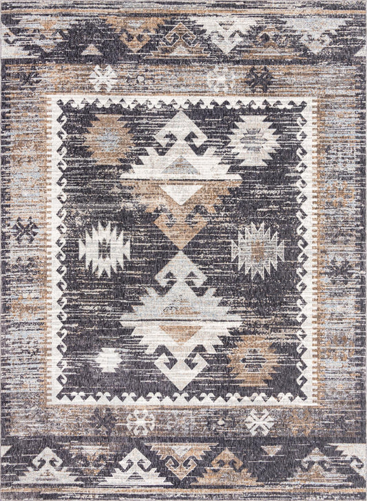 Desert Modern Eco Rug Series Collection Area Rug -  Mojave Rectangle Charcoal Gray  lifestyle 2