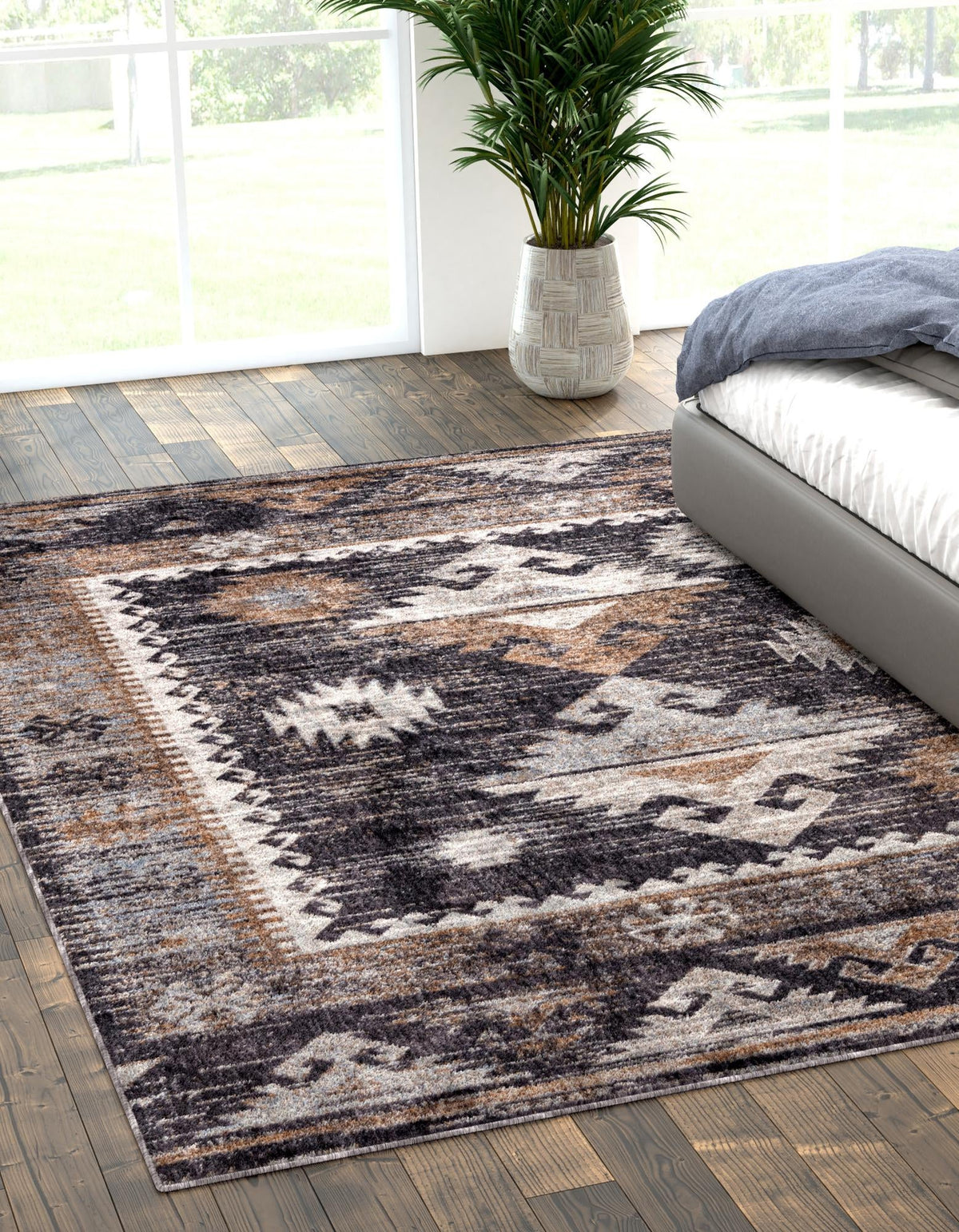 Desert Modern Eco Rug Series Collection Area Rug -  Mojave Rectangle Charcoal Gray  lifestyle 2