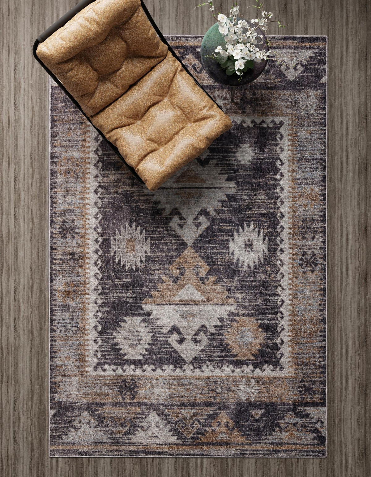 Desert Modern Eco Rug Series Collection Area Rug -  Mojave Rectangle Charcoal Gray  lifestyle 5