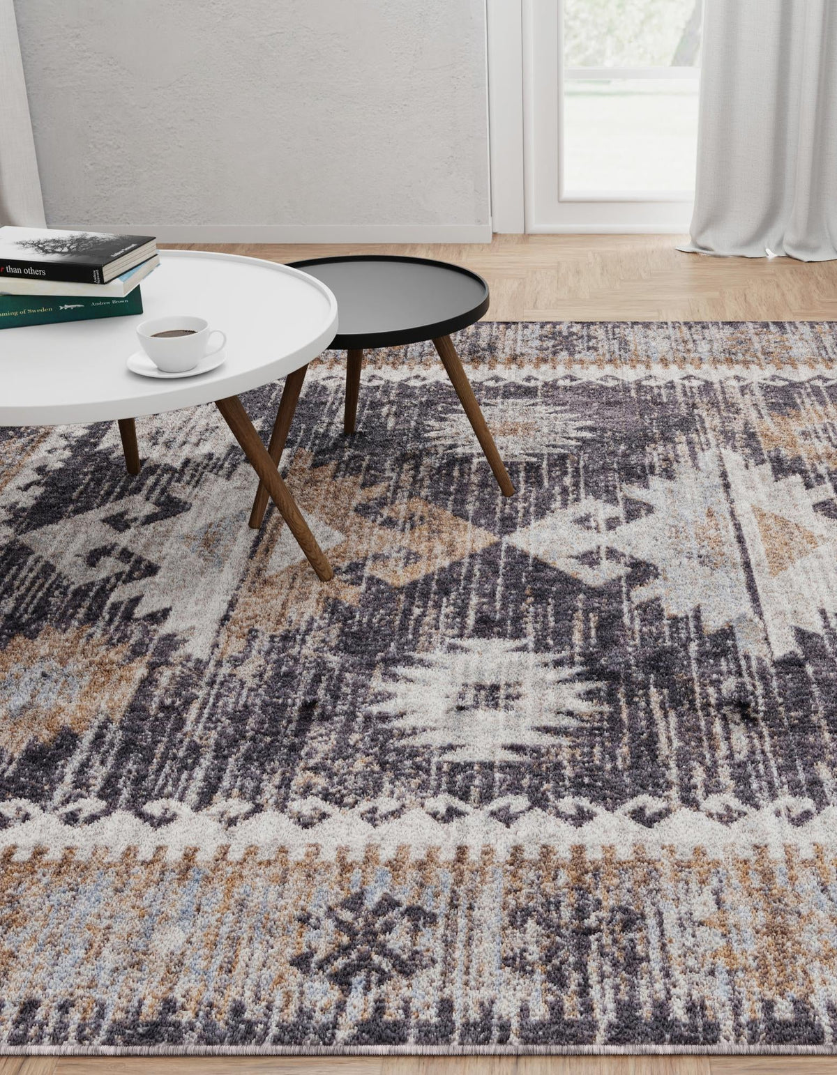 Desert Modern Eco Rug Series Collection Area Rug -  Mojave Rectangle Charcoal Gray  lifestyle 17