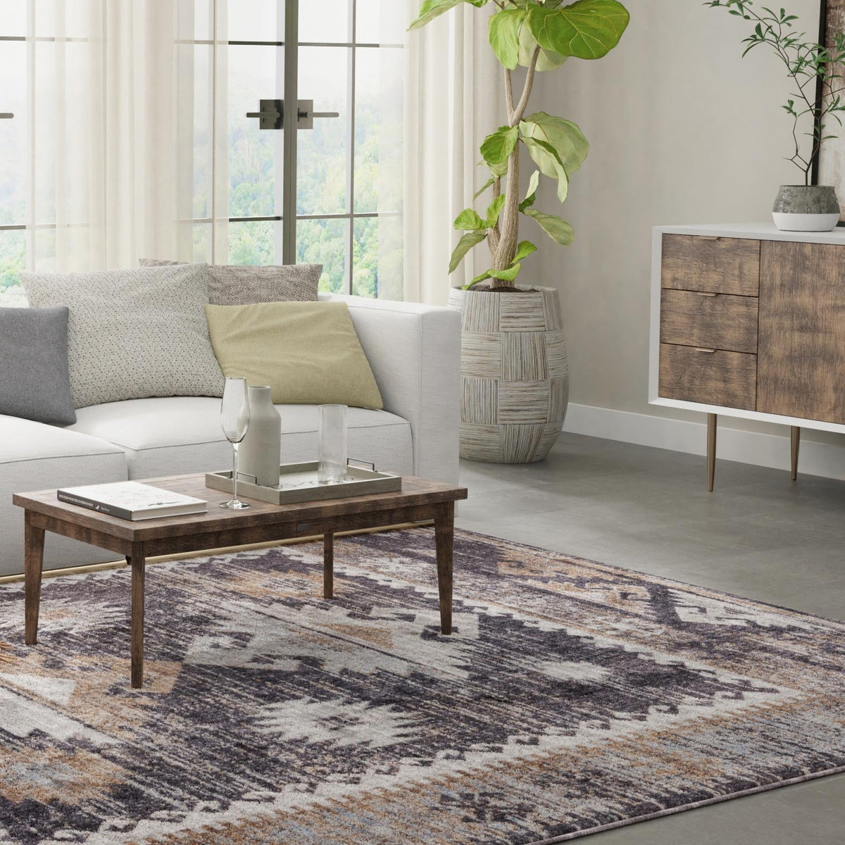 Desert Modern Eco Rug Series Collection Area Rug -  Mojave Rectangle Charcoal Gray  lifestyle 29