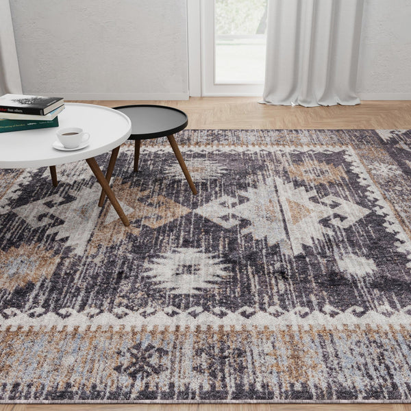 Desert Modern Eco Rug Series Collection Area Rug -  Mojave Rectangle Charcoal Gray  lifestyle 32
