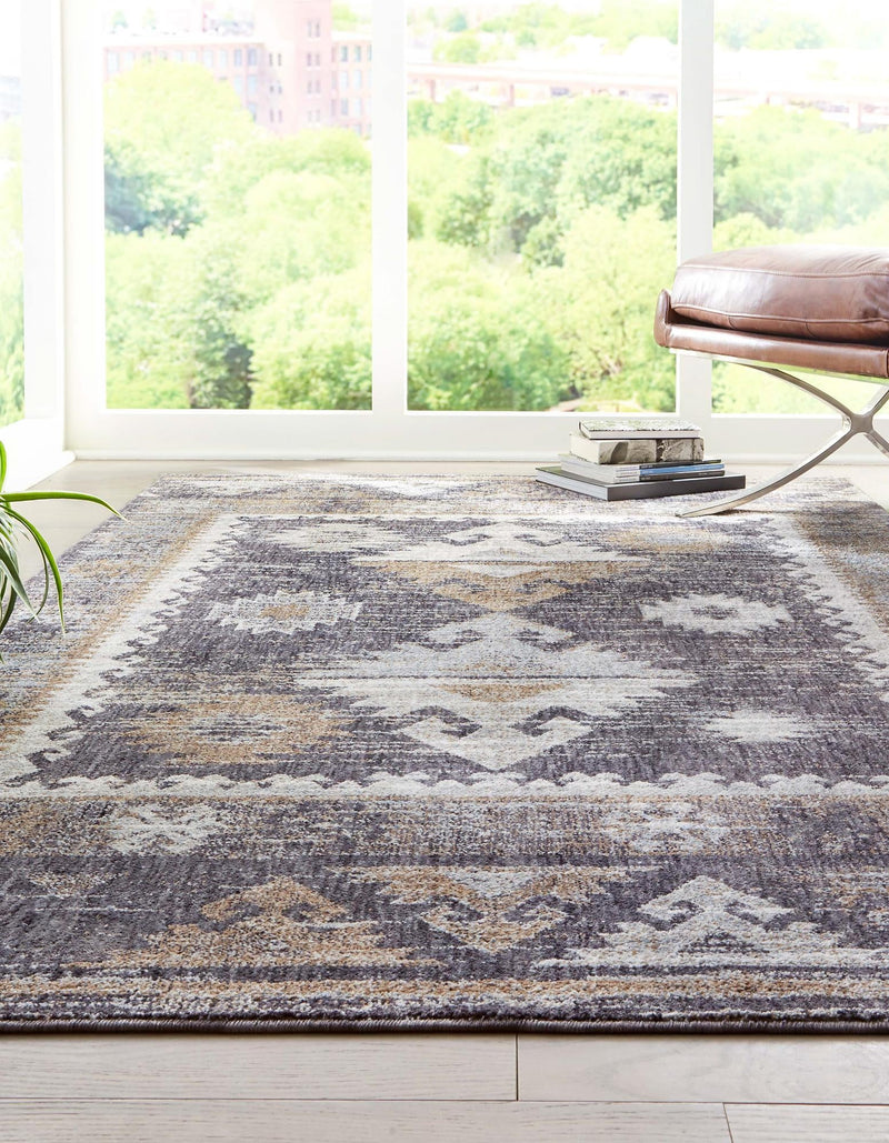 Desert Modern Eco Rug Series Collection Area Rug -  Mojave Rectangle Charcoal Gray  lifestyle 6