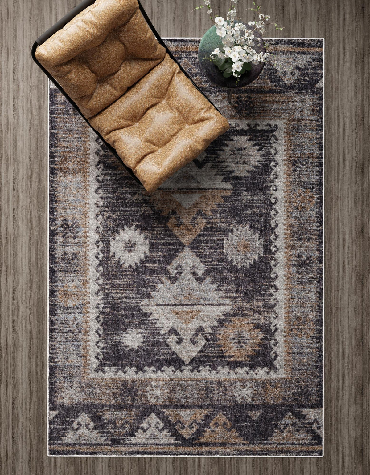 Desert Modern Eco Rug Series Collection Area Rug -  Mojave Rectangle Charcoal Gray  lifestyle 8