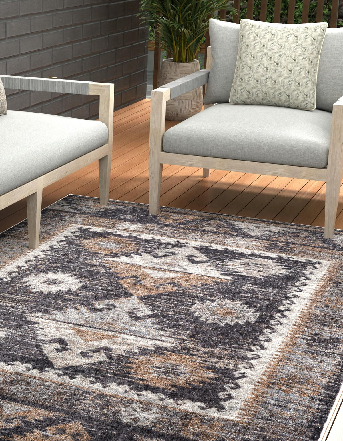 Desert Modern Eco Rug Series Collection Area Rug -  Mojave Rectangle Charcoal Gray  lifestyle 20