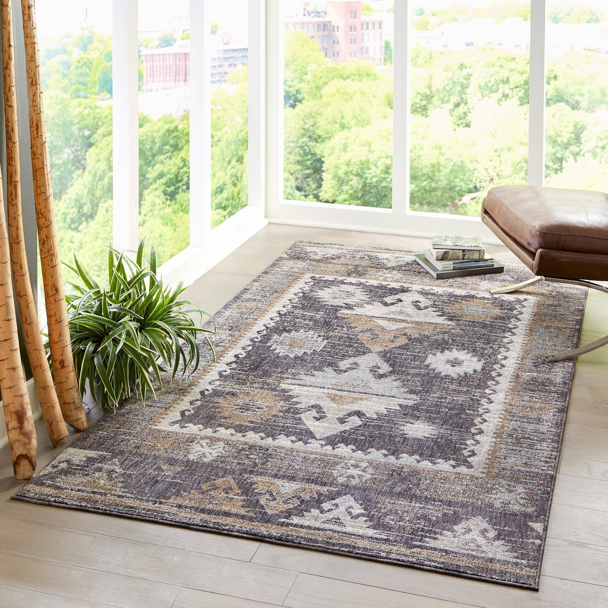 Desert Modern Eco Rug Series Collection Area Rug -  Mojave Rectangle Charcoal Gray  lifestyle 23