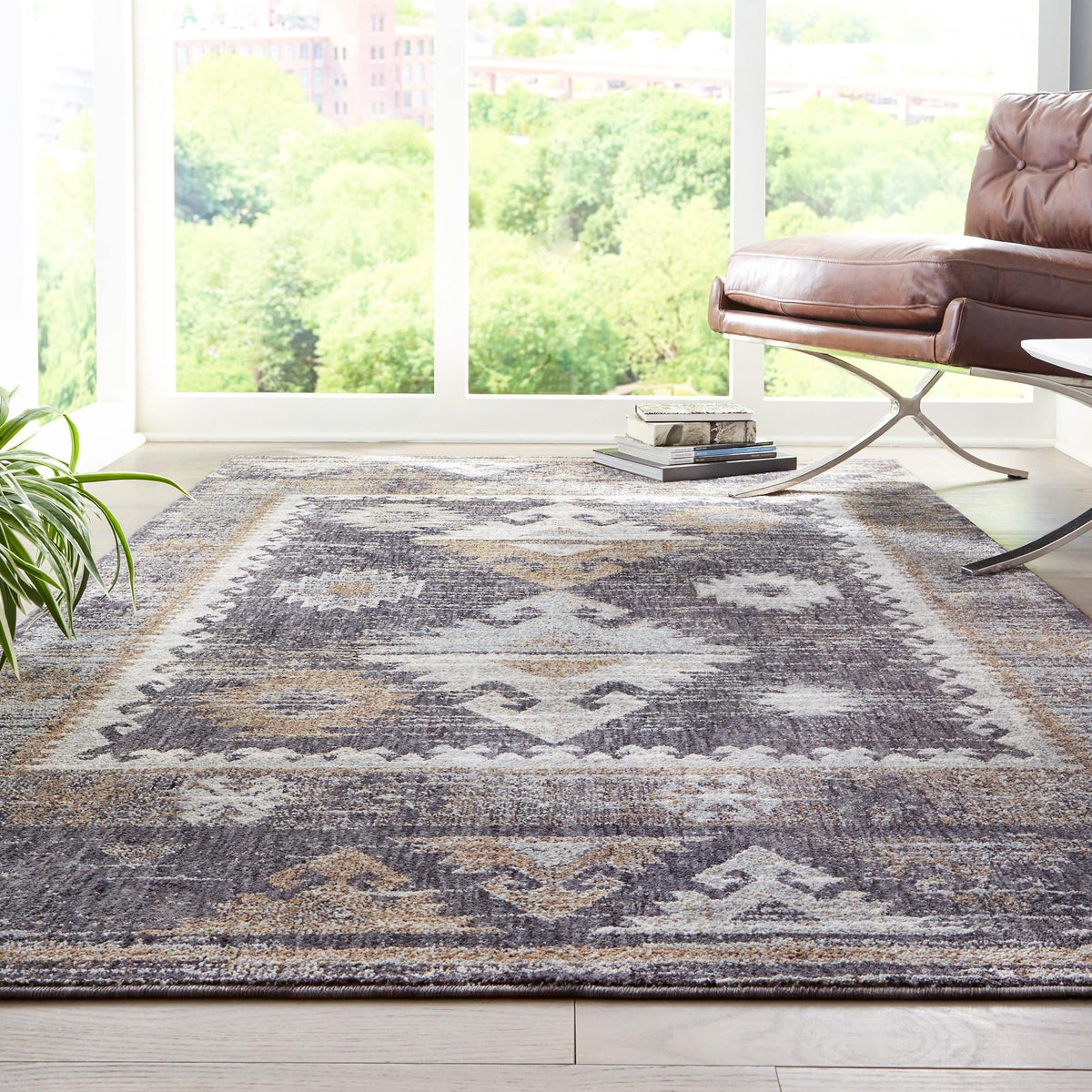 Desert Modern Eco Rug Series Collection Area Rug -  Mojave Rectangle Charcoal Gray  lifestyle 26