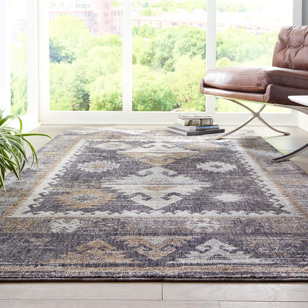 Desert Modern Eco Rug Series Collection Area Rug -  Mojave Rectangle Charcoal Gray  lifestyle 26